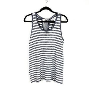 Market & Spruce Top Lexie Tie Bow Back Knit Sleeveless‎ Large White Blue